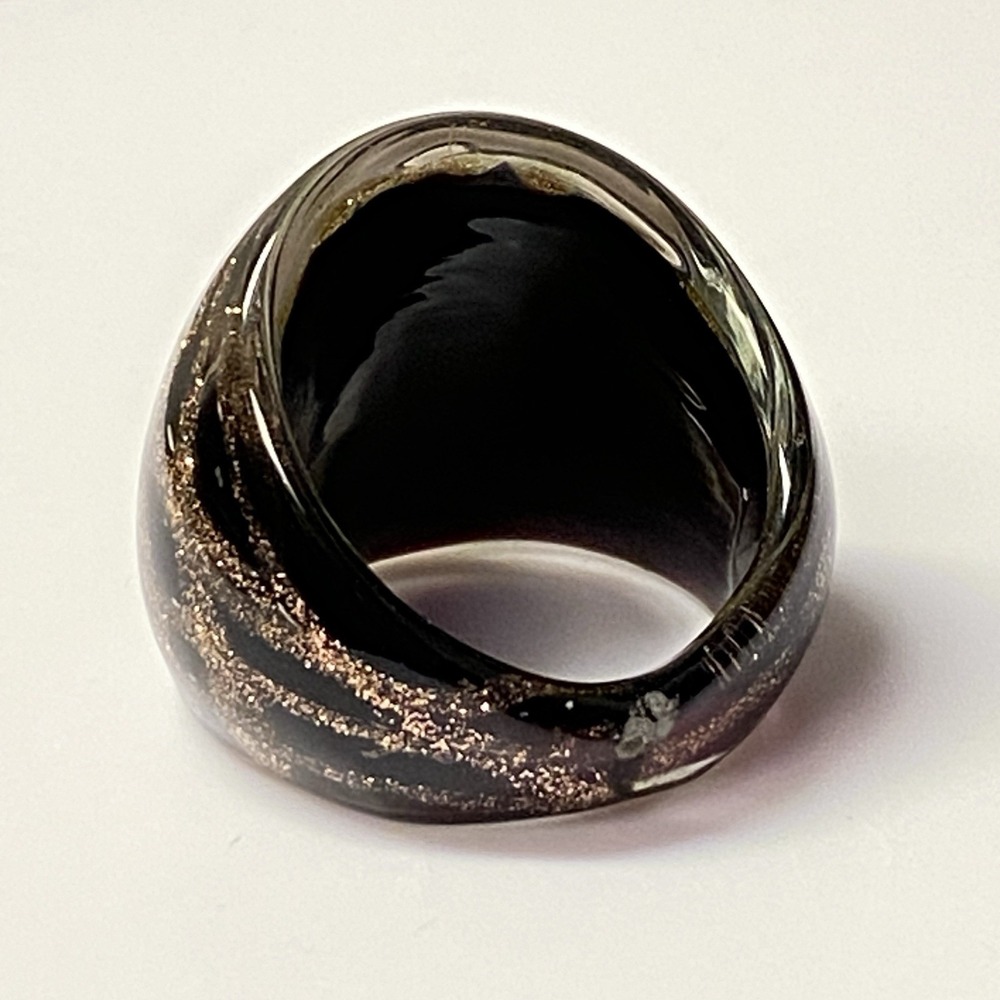 VINTAGE Glass Glitter MCM Dichroic Ring Sz 6 - Picture 7 of 11